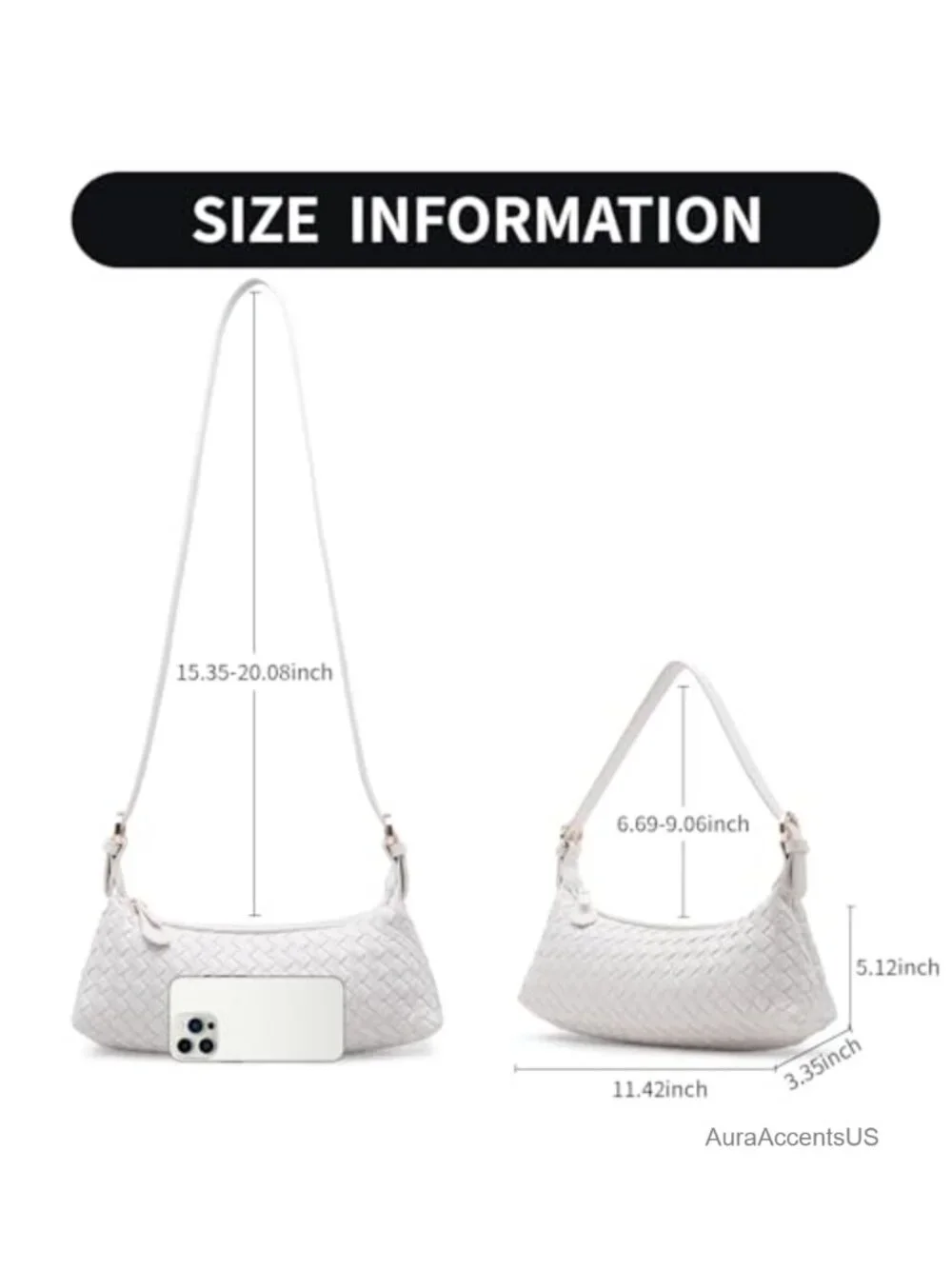 Woven Faux Leather Shoulder Bag Hobo Purse Crossbody with Adjustable Strap